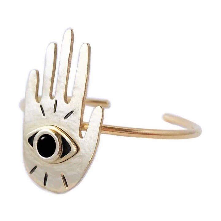 Hand Eye Cuff Bracelet with Black Onyx for wholesale by Therese Kuempel Jewelry