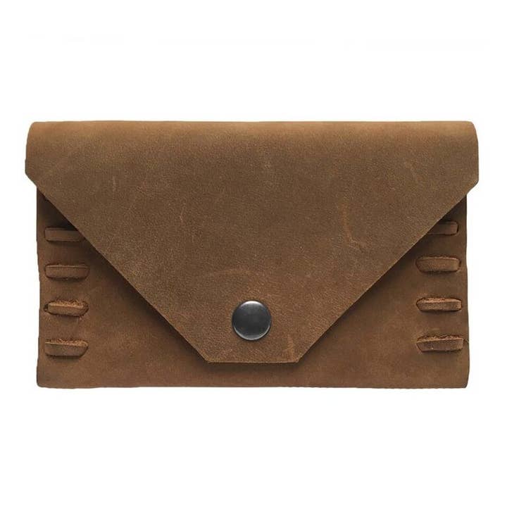 Tan Hand Laced Wallet for wholesale by SKG Leather