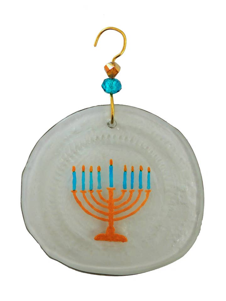 Ornament - Gold Menorah for wholesale by Wine Bottle Art