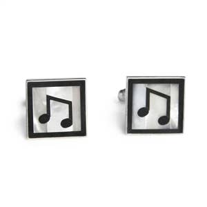 Square Black & White Music Note Inlay Cufflinks for wholesale by Great Falls Jewelry