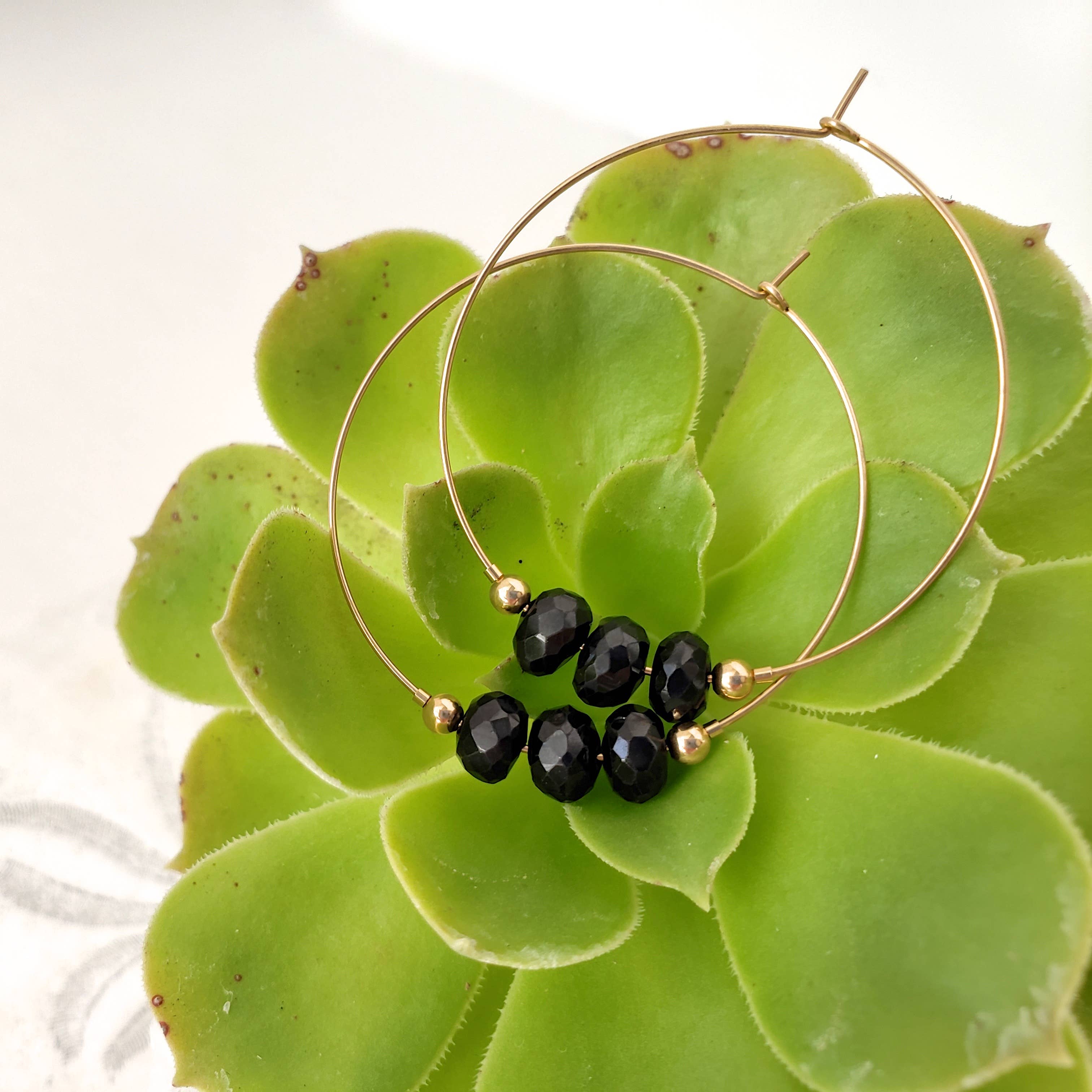 MissElenious Jewelry - Wholesale Hoop Earrings - Black Spinel Hoops1