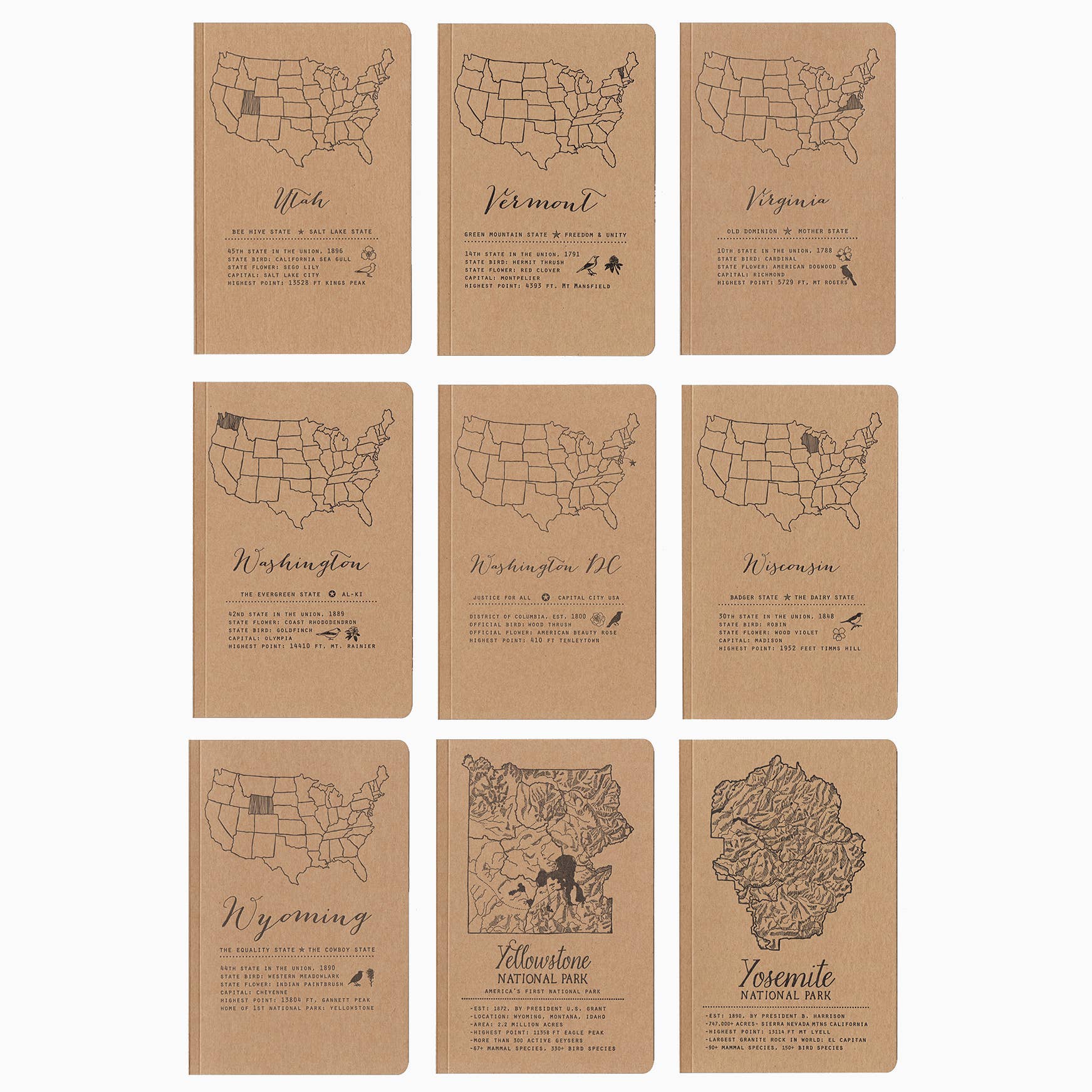 Blackbird Letterpress - Wholesale Notebook - State Large Notebooks- made to order1