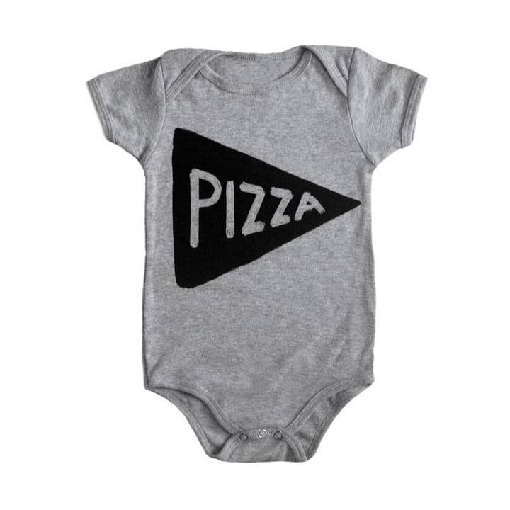 Body neonato a pezzo unico Pizza in saldo - Grigio, Made in USA per la vendita all'ingrosso da parte di Xenotees