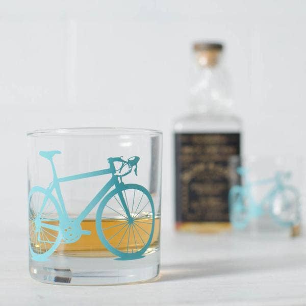 Vital Industries - Wholesale Cocktail/Liquor Glass - Bicycle Rocks Glasses, screen printed bike7