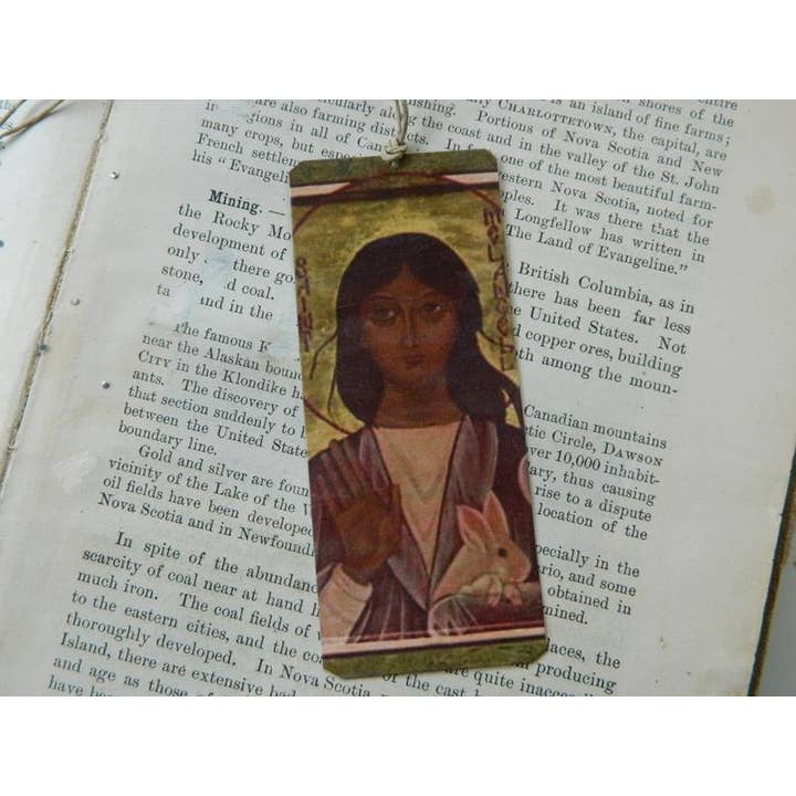 St. Melangell Schutzpatron der Kaninchen Lesezeichen für den Großhandel von Sarah Wood Studio