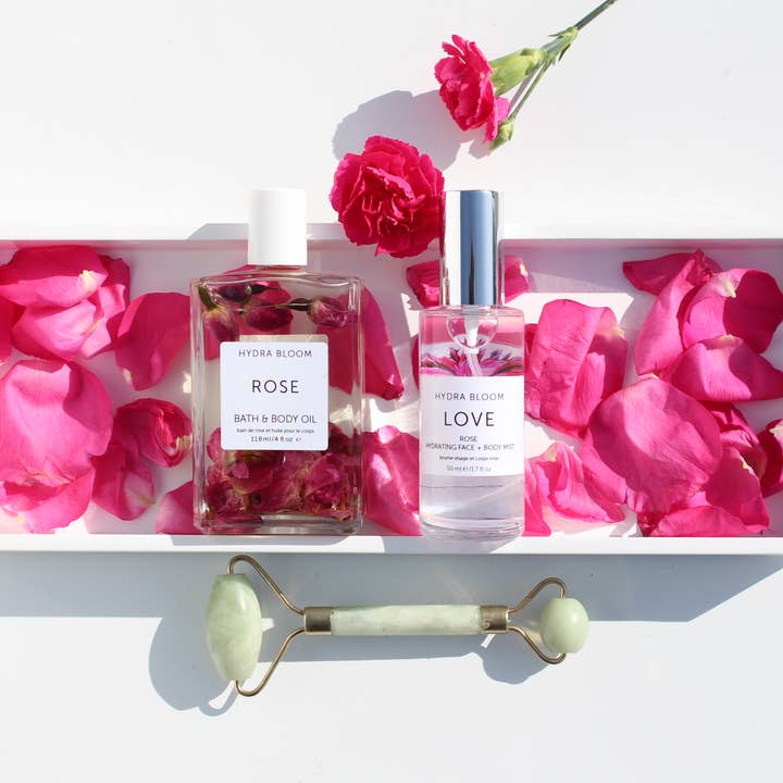 Lucy B's + HYDRA BLOOM - Wholesale Bath/Body Oil - Rose Love Bath and Body Oil- Hydra Bloom Luxe2