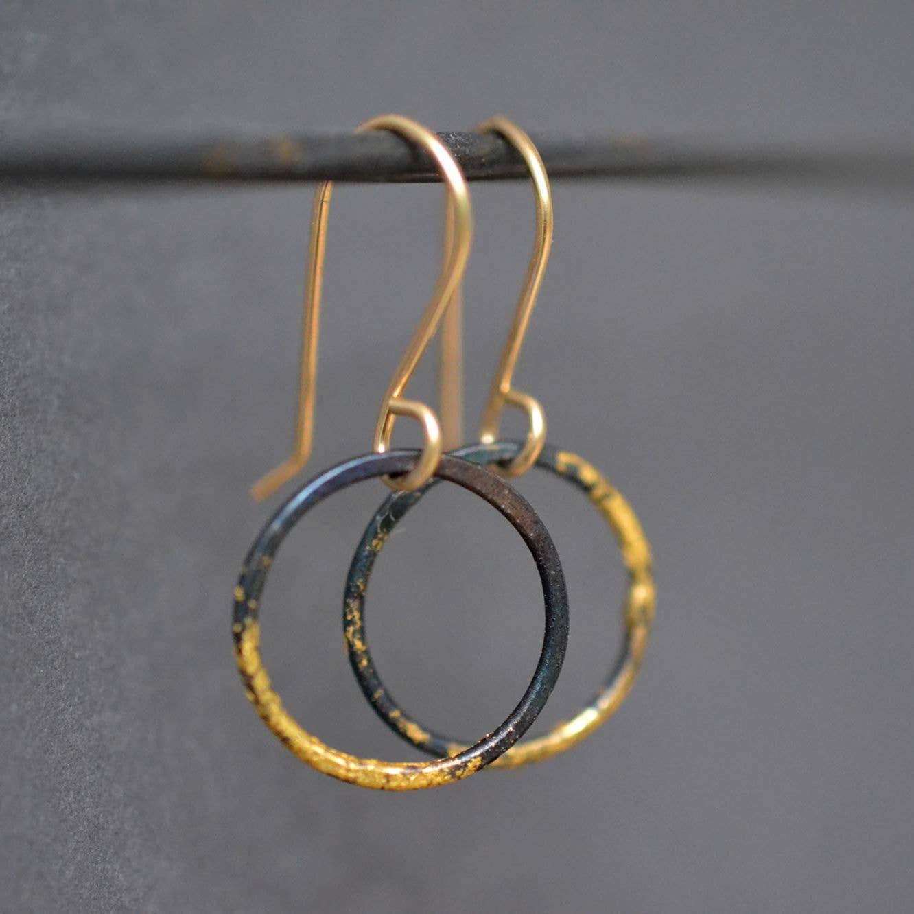 Metamorphosis Metals - Wholesale Dangle Earrings - Small Steel and Gold Hoops