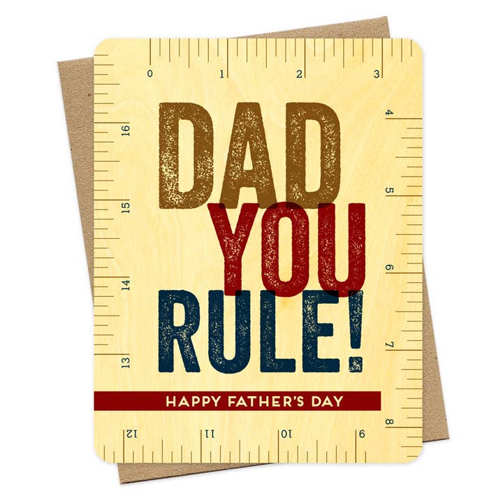 Dad Rules Wood Father's Day Card for wholesale by Night Owl Paper Goods