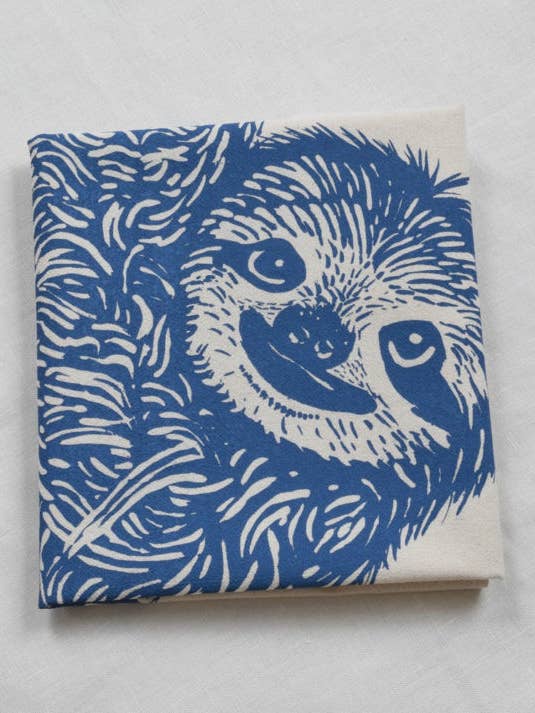 Organic Cotton Sloth Tea Towel - Blue-violet - Sloths Gift for wholesale by Hearth and Harrow