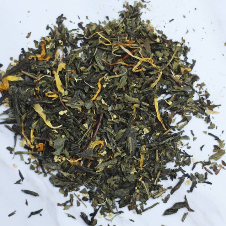 Sencha Mint Løsbladet Te - Bulk eller Ravfarvet Genopfyldelig Krukke for engroshandel hos Leaf Logic