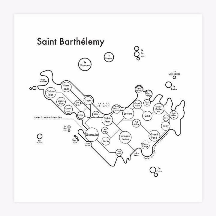 Impressão do mapa de Saint Barthélemy por atacado de Archie's Press