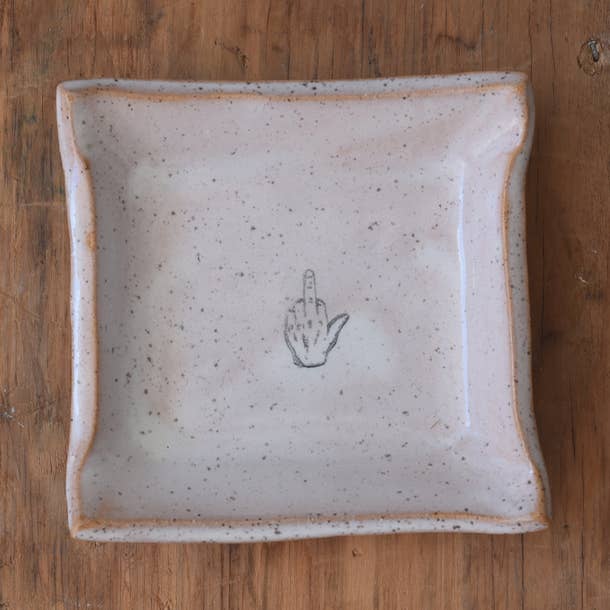 Square Dish - Middle Finger for wholesale by Mud & Maker