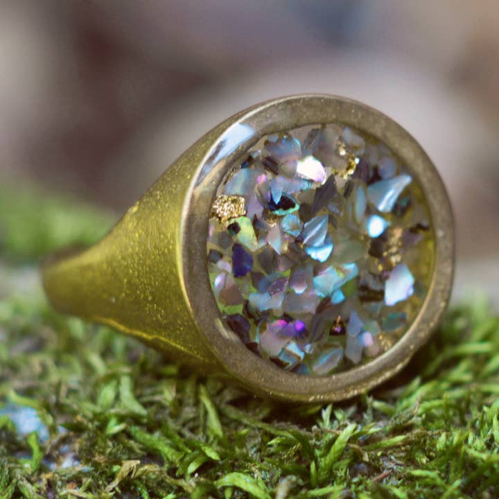 Store runde åben Inlay Ring for engroshandel hos Cameoko