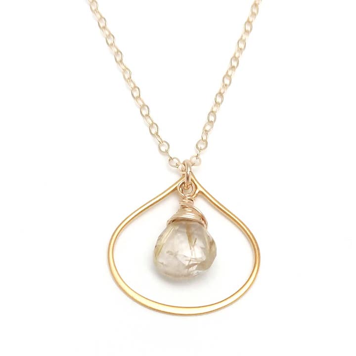 Gold-Fill and Rutilated Quartz Necklace - #GFEGem08015 for wholesale by Soasa Designs