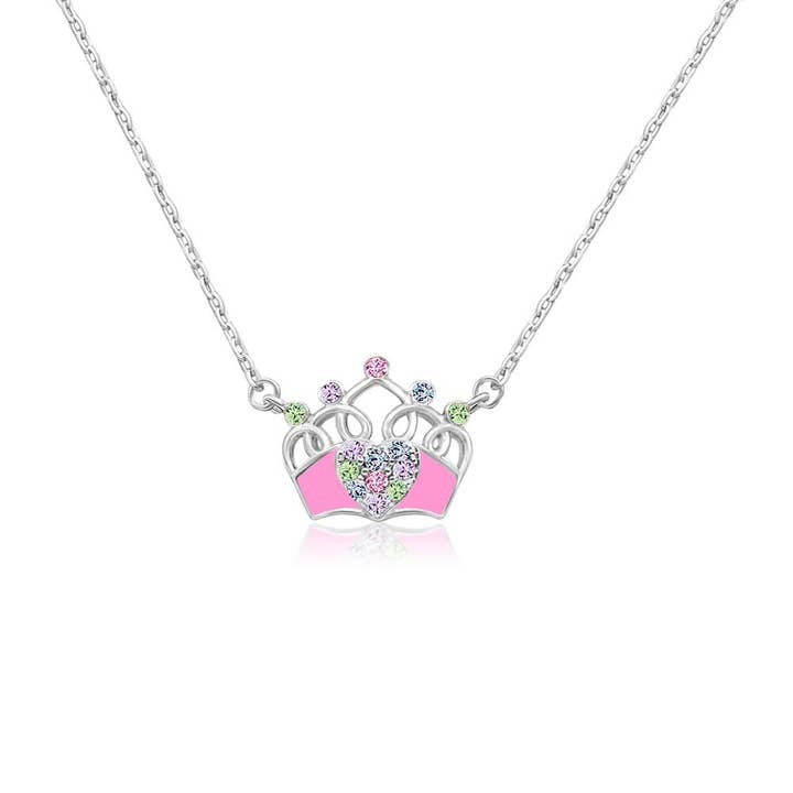 Pink Crown with Multi-Colored Crystals Pendant for wholesale by Chanteur