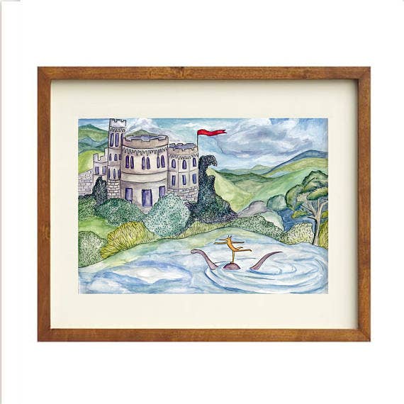 Lochness och Fox Buddy Print/Cryptid Art/Castle för wholesale av Fox & Crow Paper co.