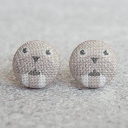 Rachel O's - Wholesale Stud/Post Earrings - Walrus Fabric Button Earrings0