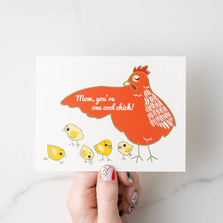 One Cool Chick Mom Mother's Day Greeting Card for wholesale by ILOOTPAPERIE
