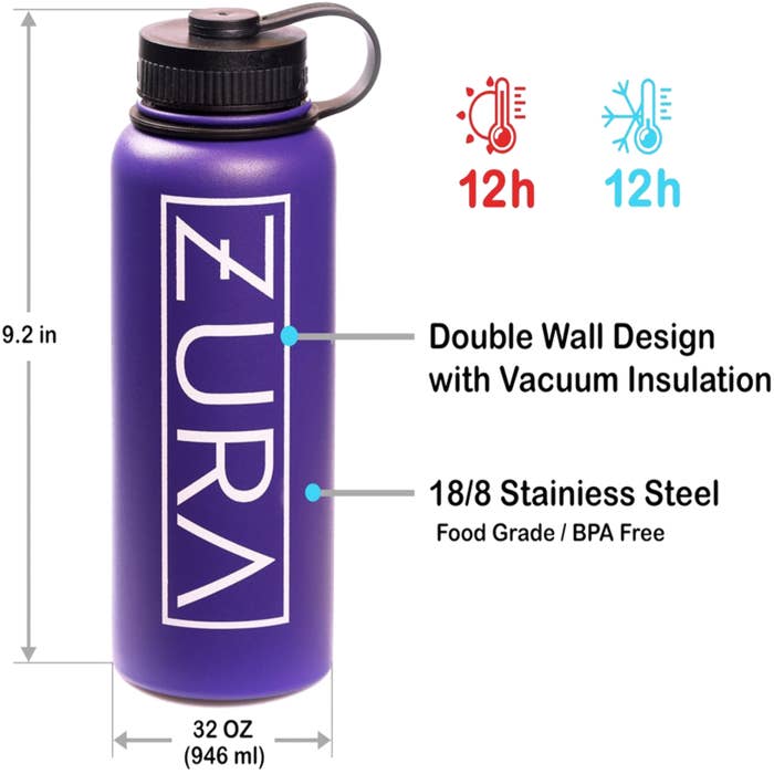All In Motion Vacuum Insulated Stainless Steel 32oz Teal Water Bottle