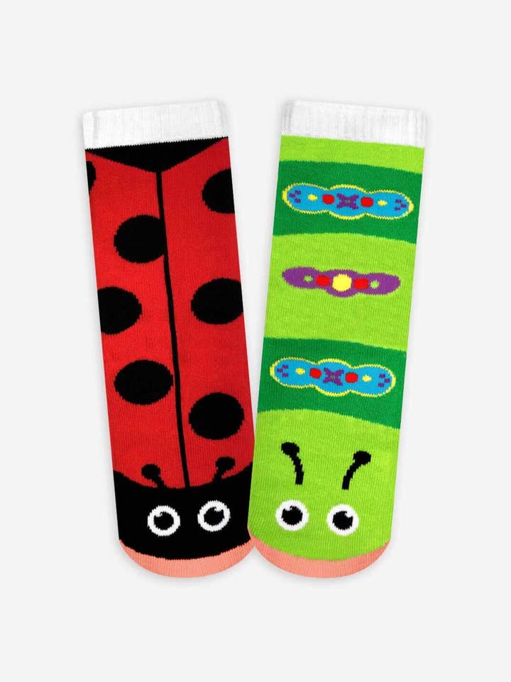 Ladybug & Caterpillar Kids Collectible Mismatched Bug Socks for wholesale by Pals Socks Canada