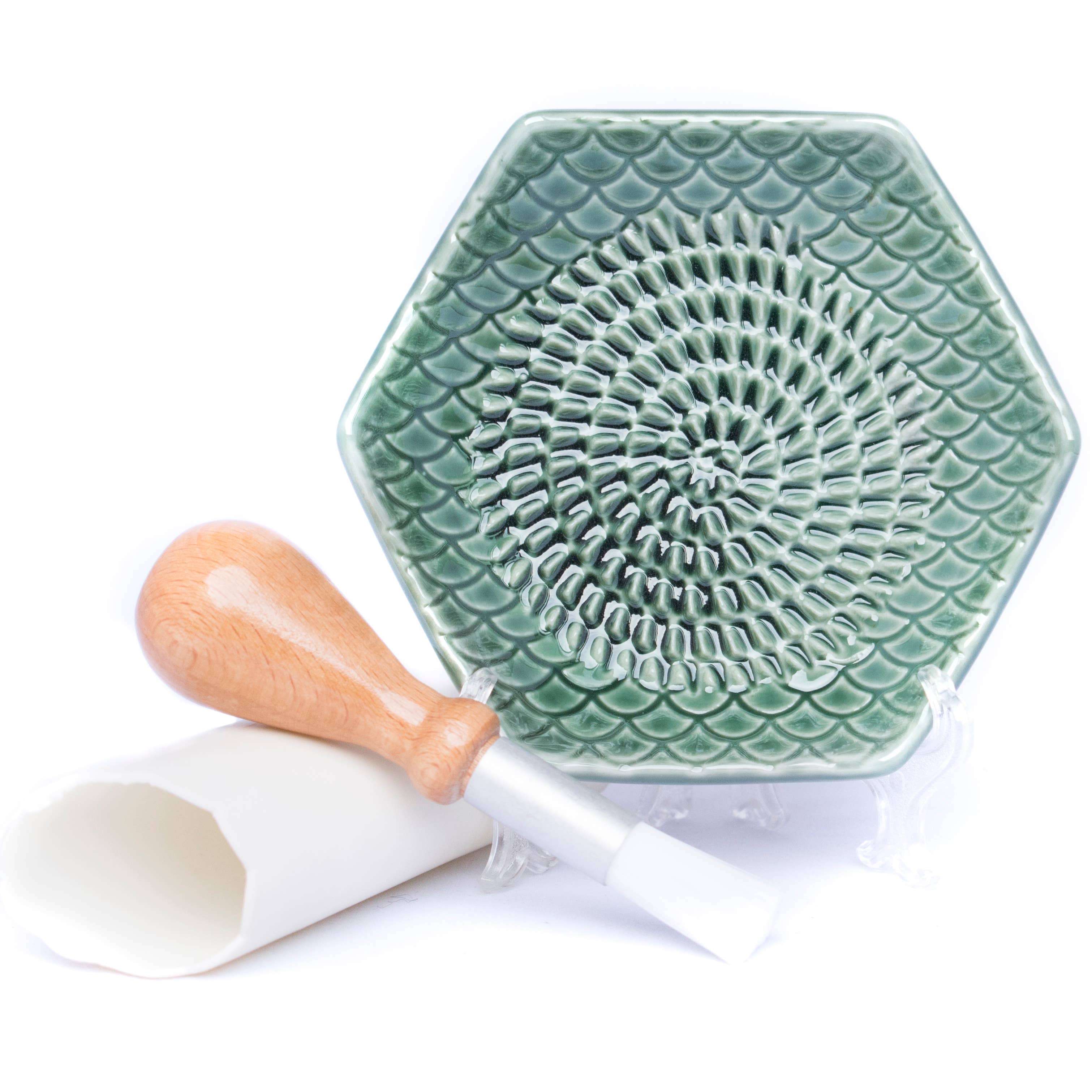 The Grate Plate, Inc. - Wholesale Grater - Sage 3 Piece Set: Ceramic Grater, Peeler, Brush1