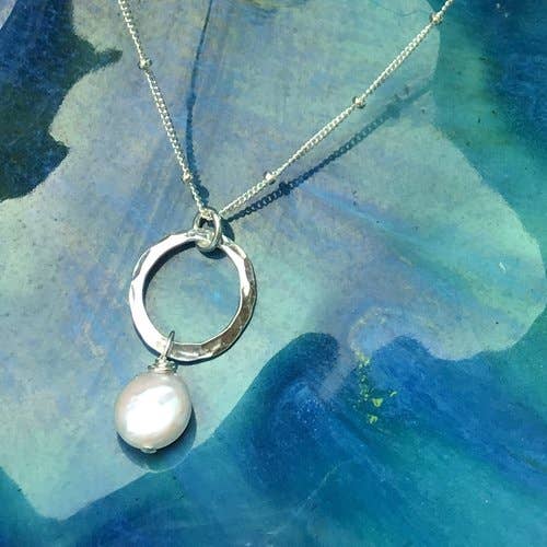 Simply Sterling Designs - Wholesale Pendant/Charm Necklace - Mini Inside Out Tiny Coin Pearl and Sterling Silver Necklace0