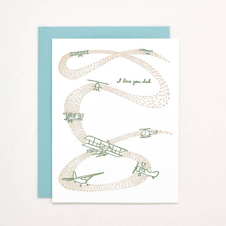 Carte de vœux pour la fête des pères « I Love You Dad Planes » pour la vente par Helen Edna