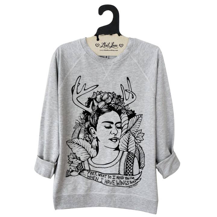 Mad Love Shop - Wholesale Graphic Sweatshirt - Women's - Unisex Heather Gray Lightweight or Fleece Sweatshirt w/Frida0