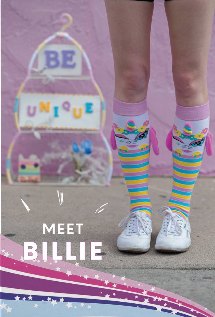 Moosh Walks - Wholesale Sokken - Kinderen - Billie eenhoorn sokken met 3D dierenstrepen, kinderen en volwassenen1