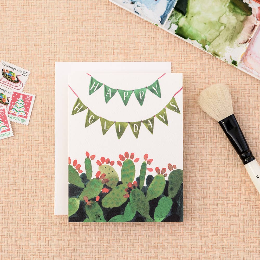 Antiquaria - Wholesale Christmas Card - Cactus Pennant Holiday Greeting Card1
