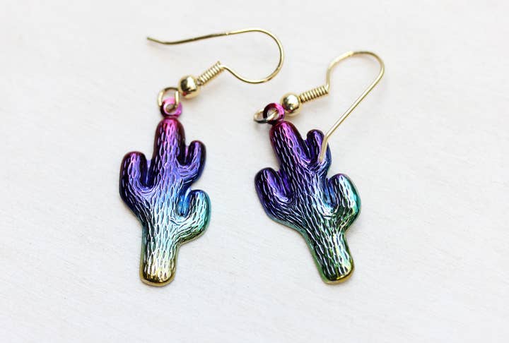 Diament Jewelry - Wholesale Dangle Earrings - Metallic Cactus Earrings