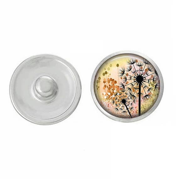 Say It in A Snap Jewelry – wholesale Individuell berlock/hänge – Maskros Wish Snap med gul bakgrund fo Snap Smycken0