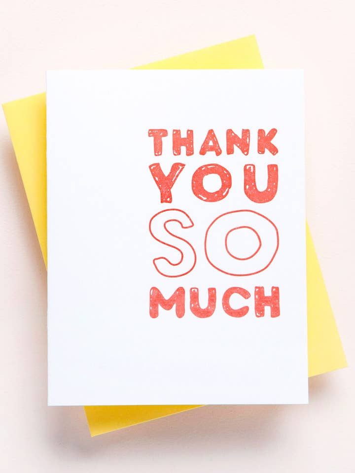 Thank You So Much - thank you greeting card for wholesale by Richie Designs