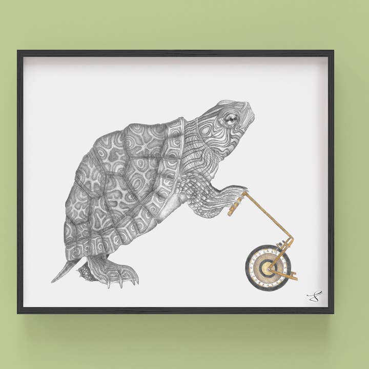 Muldoon Parker Common Map Turtle Portrait Study 9 x 12 for wholesale by Central & Gus