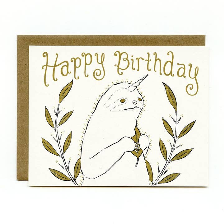 Carte d'anniversaire Slothicorn pour la vente par Bee's Knees Industries