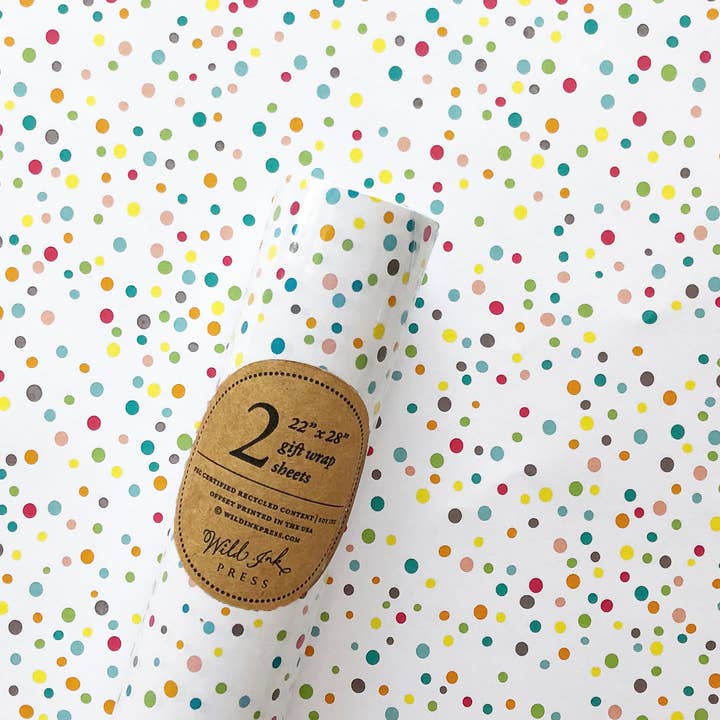 Happy Dots Gift Wrap | Roll of 2 sheets for wholesale by Wild Ink Press