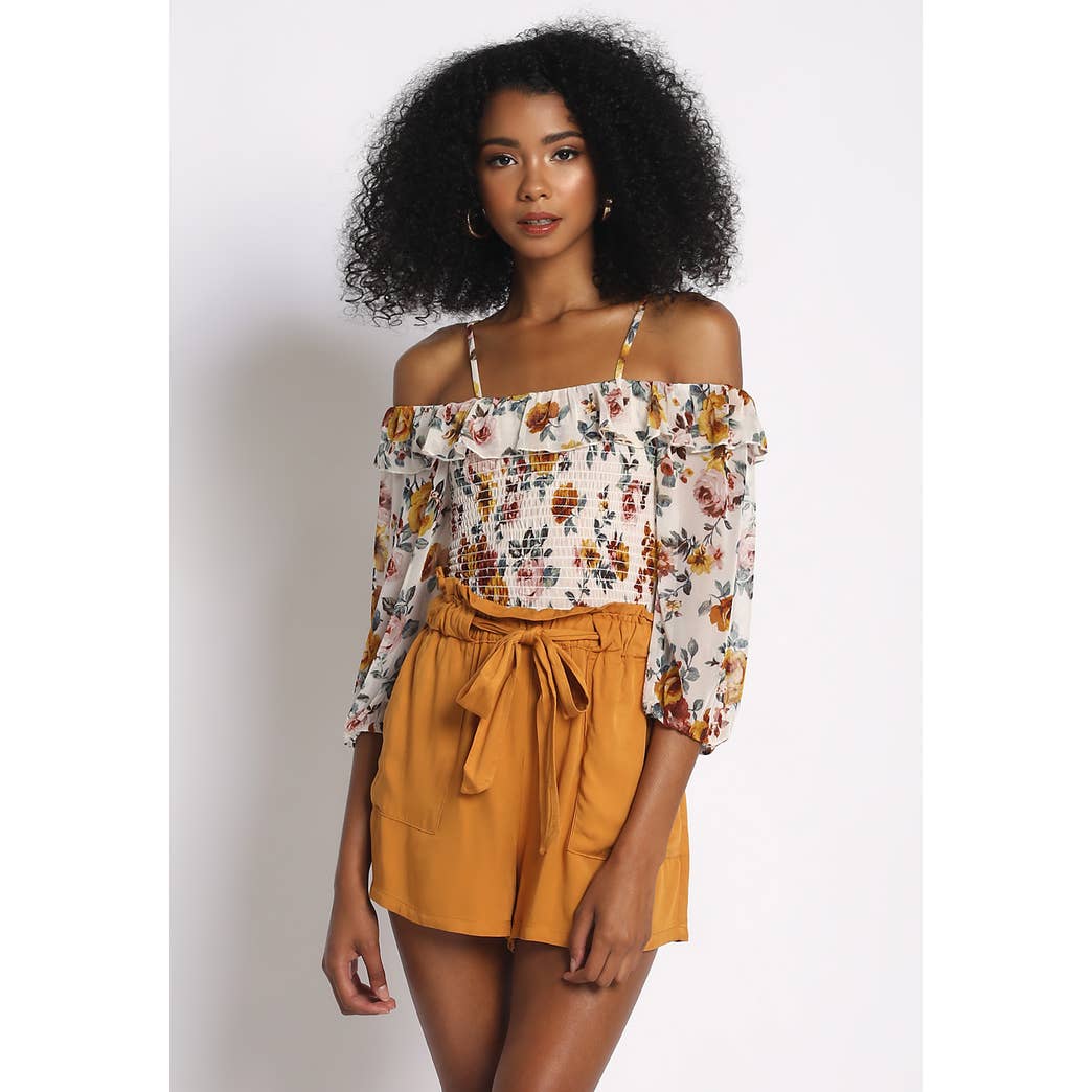 VOLANTE FLORAL TOP - MARFIL MULTI para venta al por mayor de Sans Souci