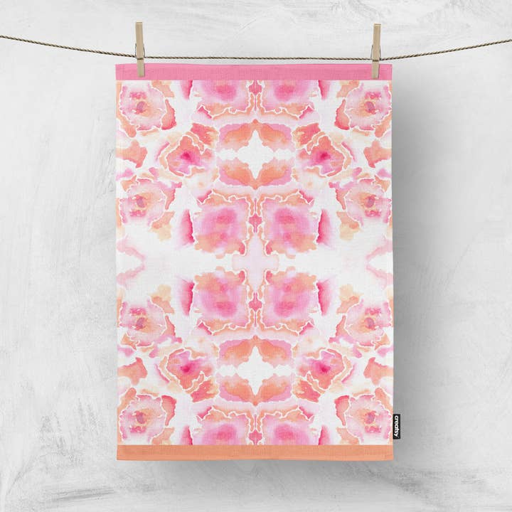 Paris Spring Tea-Towel — Peach for wholesale by Housse Studio