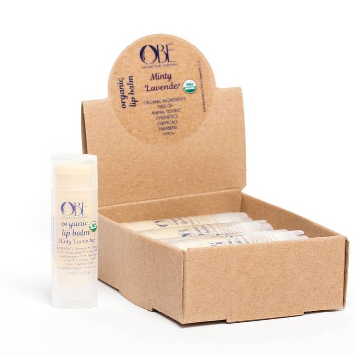 Baume à lèvres bio 0,15 oz - Lavande menthe pour la vente par ORGANIC BODY ESSENTIALS