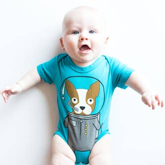 Astro Dog Baby Bodysuit for wholesale by Doodle Pants