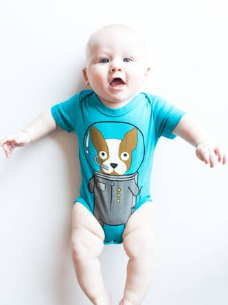 Astro Dog Baby Bodysuit for wholesale by Doodle Pants