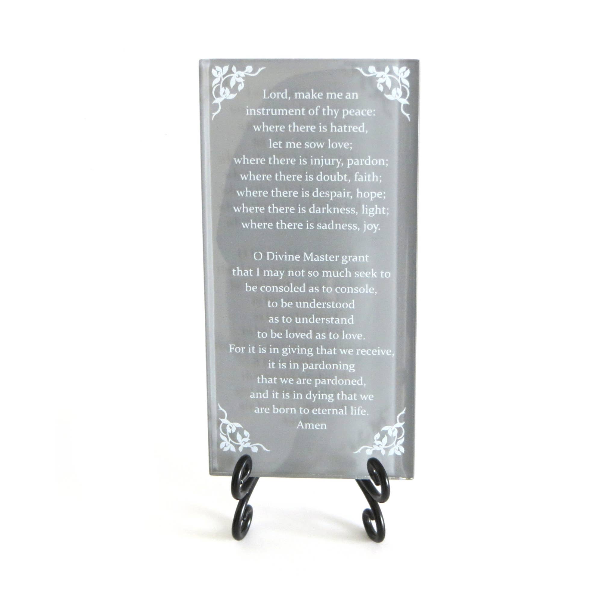 Lifeforce Glass, Inc. - Wholesale Plaque - Inspirational Glass Plaque - The Prayer Of St. Francis4
