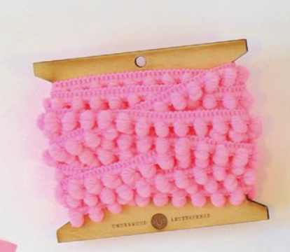 Underwood Letterpress - Wholesale Ribbon - Gift Wrapping - Pink Mini Pom Pom Trim - 2yds0
