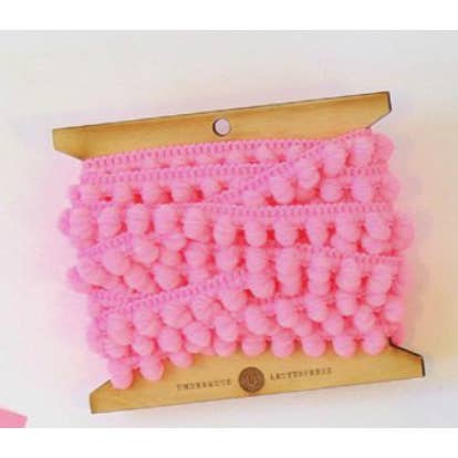 Underwood Letterpress - Wholesale Ribbon - Gift Wrapping - Pink Mini Pom Pom Trim - 2yds