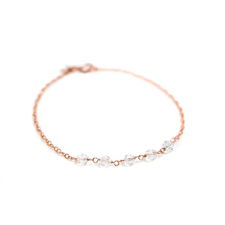 Strand Bracelet - Rose Gold with Swarovski Crystal for wholesale by Applepear Handcrafted Jewelry