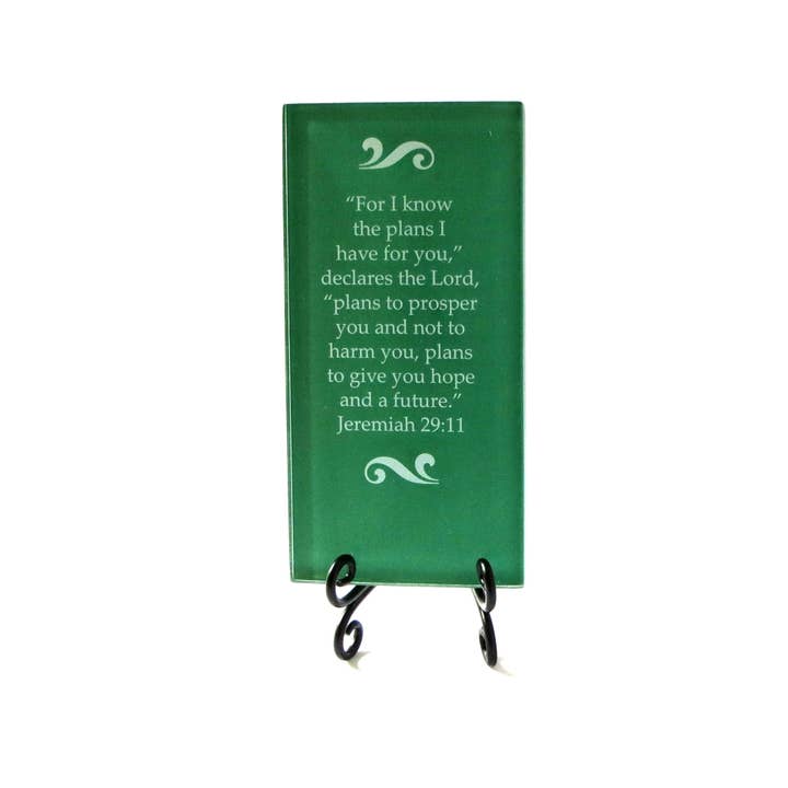 Inspirational Glass Plaque - For I Know The Plans for wholesale by Lifeforce Glass, Inc.