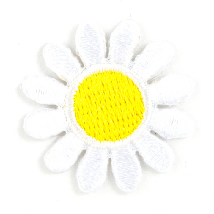 White Daisy Embroidered Sticker Patch for wholesale by These Are Things