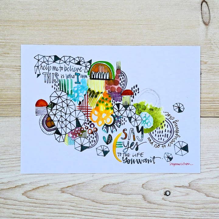 Say Yes - 5 x 7" art print for wholesale by Silver Tree Art by Suzanne L. Vinson