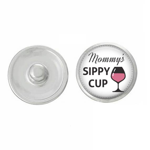 Wine - Mommy's Sippy Cup - Snap for Snap Jewelry for wholesale by Say It in A Snap Jewelry