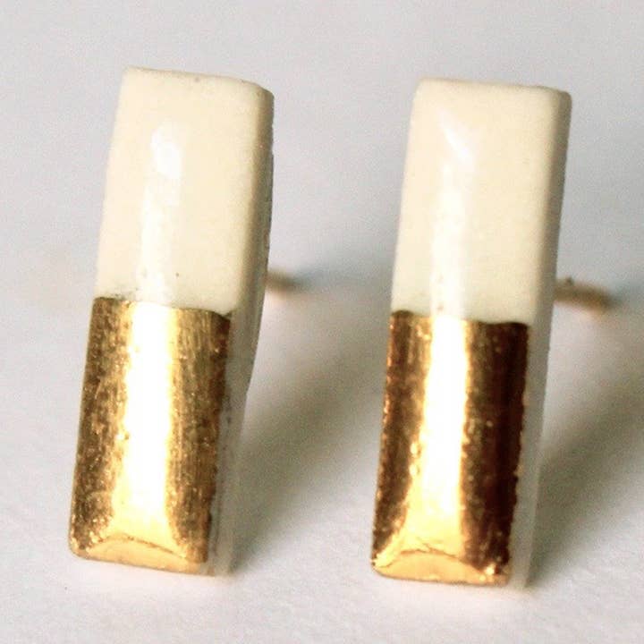 Mier Luo - Wholesale Stud/Post Earrings - Gold Dipped Bar Studs